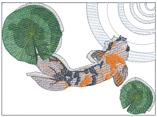 Koi with water lilies