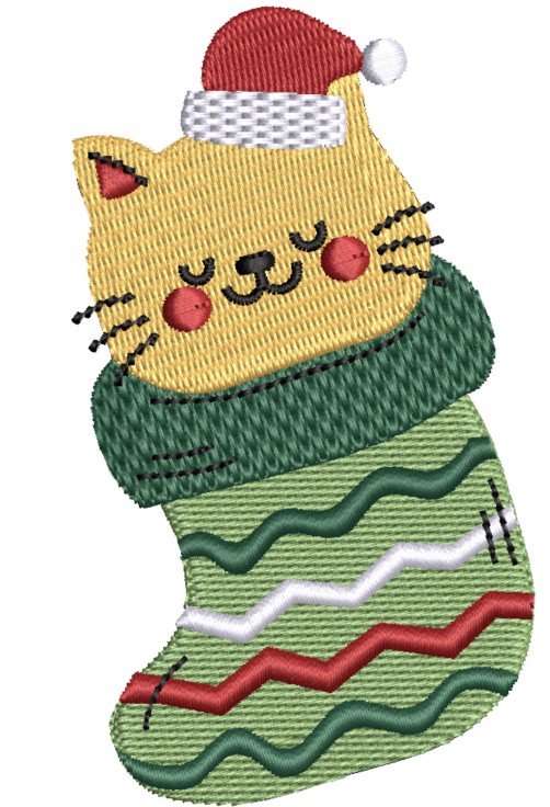 Ginger Cat in Christmas Stocking