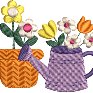 Daisies, Tulips and Watering Can
