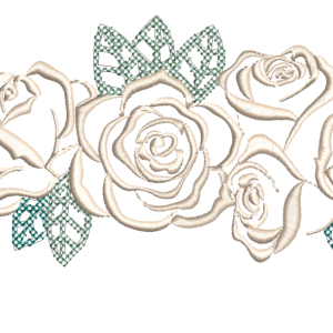 White Roses with cross stitch leaves